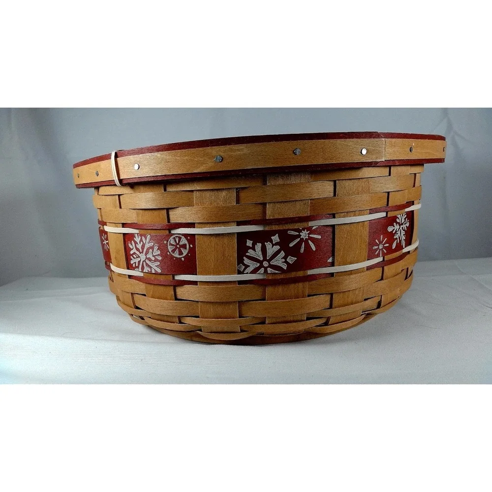 Longaberger‎ 2010 Christmas Falling Snow Red Basket with Lid